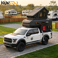 Huntoo Tente de camping amovible pour pick-up, type pop-up, à toit relevable et arrière court, pour camping et overland