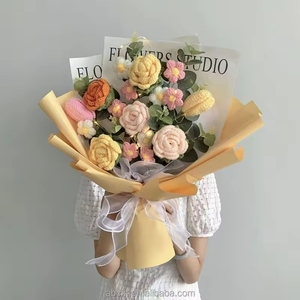 DREA Big Bouquet Novedad Hecho a mano Punto Rosa Girasoles Lana Algodón Crochet <span class=keywords><strong>Flores</strong></span> <span class=keywords><strong>Ramo</strong></span> para regalo - Product Image 5