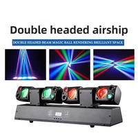 Lampe LED à double bras rotative à tête oscillante pour KTV, bar, scène, fête, avec faisceau lumineux, contrôle sonore, RGB, blanc chaud, lumière laser DJ