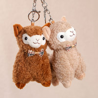Pendentif porte-clés en peluche alpaga mignon, simulation petit nœud papillon, poupée cheval en peluche, pour sac, machine à griffes, rembourrage en coton PP, 14 ans et plus
