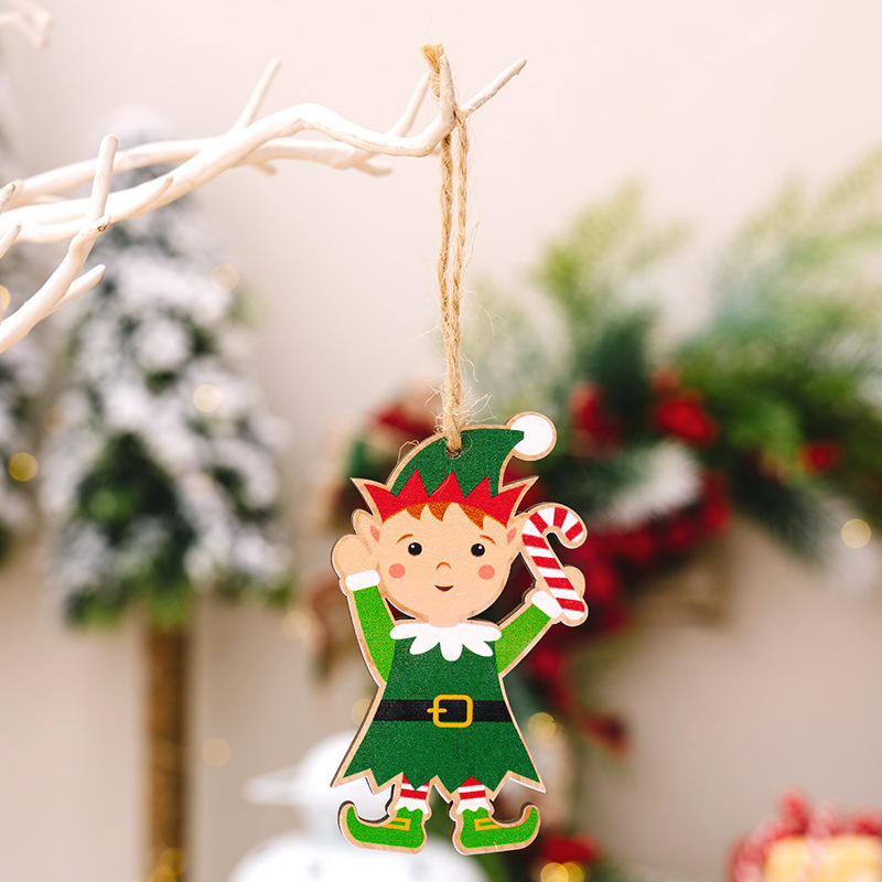 Colorful Christmas wooden pendant Elf