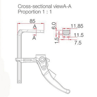 Pince de table métallique à dégagement rapide à cliquet, type F, avec levier pour rail de guidage forgé, portée 120-300mm, rail 13.5x6.5mm, patin en plastique PP