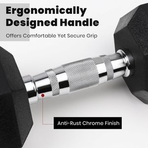 Haltères hexagonaux en acier inoxydable, fonte et caoutchouc, 2 kg-50 kg, ergonomiques, écologiques, équipement de fitness pour usage domestique - Product Image 4