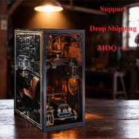 OCHOICE Drop Shipping MOQ=1 Kit de maison miniature DIY, jouet éducatif avec serre-livres décoratifs et puzzle en bois 3D, décoration d'intérieur