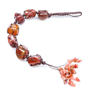 एकल रंग प्राकृतिक मणि पत्थर बुना कार पेंडेंट सुलेमानी अनियमित पत्थर फांसी लट सात चक्र क्रिस्टल कार लटकन - Product Image 4