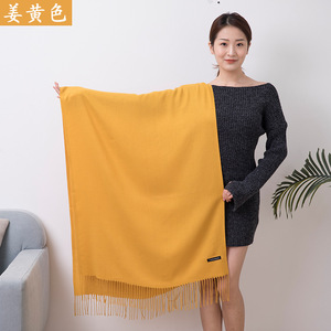 לוגו מותאם אישית <span class=keywords><strong>Cashmere</strong></span> צעיף צמר גפן צעיף פשshina רך חם ארוך צעיפים שמיכה לנשים עם ציף משובץ - Product Image 5