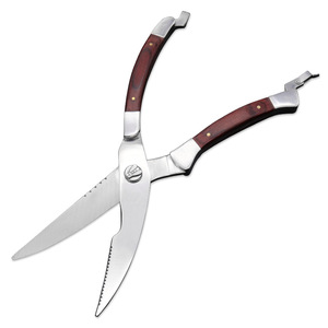 Stainless Steel Kitchen Scissors With Wooden Handles Elbow Shape For Home Use Multi Purpose Cutting Tool - Product Image 2