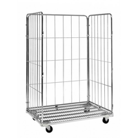 Cage de stockage pliable en acier, chariot à roulettes pour buanderie, conteneur à roulettes pour supermarché, équipement de stockage de marchandises logistique