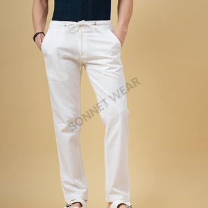 Cómodo pantalón informal de mezcla de algodón para hombre, Ajuste Recto, tela suave y duradera, uso diario, diseño elegante - Product Image 3