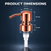 Pompe doseuse en acier inoxydable 304, 28 mm, couleur personnalisée, tête de pompe universelle pour bouteille en plastique ou en verre, pour savon ou lotion