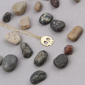 שרשרת גולגולת מצופה זהב 18k מתנה ליל כל הקדושים פופולרי מתנה dainty שלד מלוטש גבוה תכשיטים גותי - Product Image 2