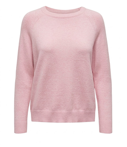 Pull en tricot doux et respirant en viscose/nylon/polyester rose pour femmes, col rond à manches longues, pull décontracté pour l'hiver, à porter tous les jours - Product Image 2
