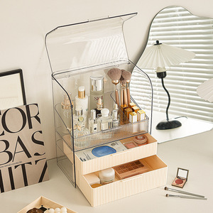 Cosmetic Storage Box 3 Layers Transparent With <b>Drawers</b> Desktop Organizer For <b>Makeup</b> Skincare Products - Product Image 1