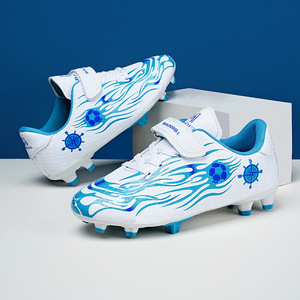 Chaussures de football pour enfants Modis avec velcro, design flamme jaune, pour entraînement en extérieur, saison printemps, semelle extérieure en caoutchouc, semelle intermédiaire en EVA, maille - Product Image 3