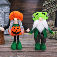 Décorations en peluche de gnomes d'Halloween : figurines de citrouille, sorcière, fantôme, vampire, elfe – Ornements effrayants pour la maison, les fêtes et les tables.