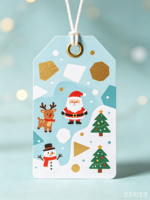 Étiquettes cadeaux de Noël, mignonnes, imprimées avec Père Noël, bonhomme de neige et renne, en papier avec dorure à chaud, pour emballer les cadeaux de Noël