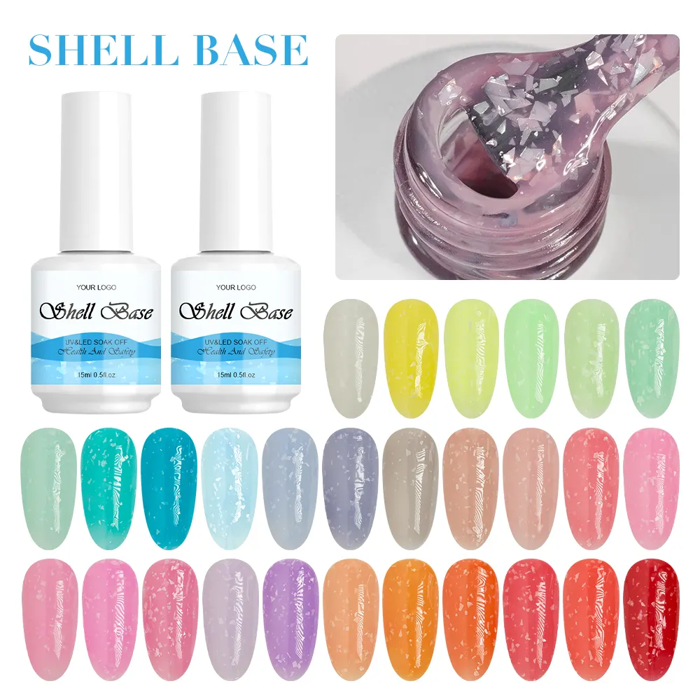28 Farben Shell Base Gel Polish Gummi Basis Kosmetik Nagel Herbst Farbe für Schönheitssalon