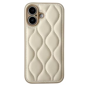 <span class=keywords><strong>Beige</strong></span> Mode Femme Couverture de Téléphone Couture Ondulé En Cuir TPU Téléphone étui pour <span class=keywords><strong>iphone</strong></span> 16 15 pro 11 <span class=keywords><strong>12</strong></span> 13 14 - Product Image 1