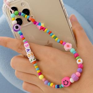 Cordón de cuentas para teléfono móvil, cadenas móviles, joyería de teléfono para mujer, correa de cara sonriente, accesorios para teléfono colgantes - Product Image 5