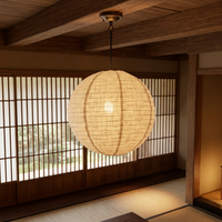 Lampu Gantung Bulat Jepang Buatan Tangan Berkualitas Tinggi dari Linen Gaya Japandi Wabi Sabi Multi-Ukuran untuk Kamar Tidur
