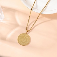 Pendentif Calligraphie Sura Al-Fatiha Allah Musulman Arabe Islamique en Acier Inoxydable, Colliers Bijoux de Mode, Vente en Gros Aïd
