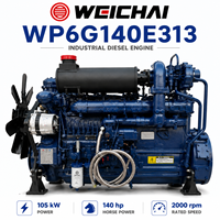 Moteur diesel de construction Weichai WP6G140E313, 105 kW, 140 CV, 6 cylindres, 2000 tr/min, turbocompressé, moteur industriel pour chargeuse-pompe