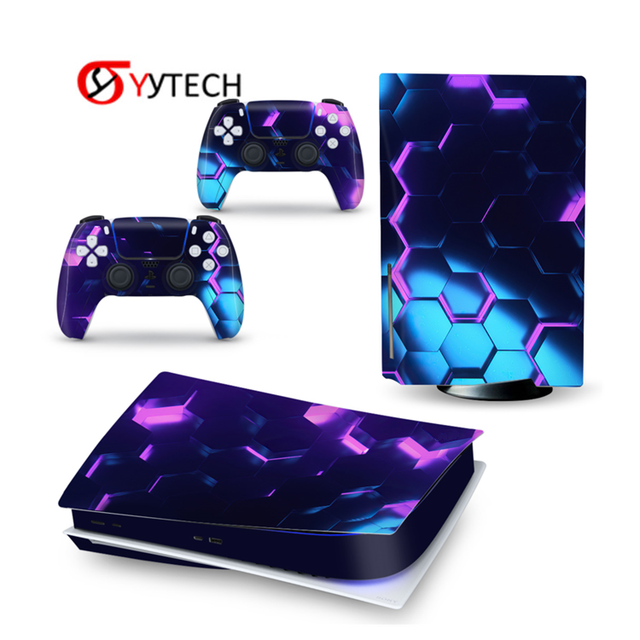 SYYTECH Cool Pattern Cover Protective Skins Full Kit Stickers for PS5 Disk Edition Controller Console Accessories