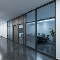 Cloison en aluminium à double vitrage avec persiennes intégrées, épaisseur de paroi de 120 mm, pour restaurant et café