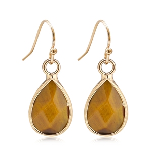 Orecchini in Cristallo di Occhio di Tigre Naturale 12MM Oro e Argento, Forma a Goccia, Gioielli Classici per Feste e Regali per Bambini - Product Image 1