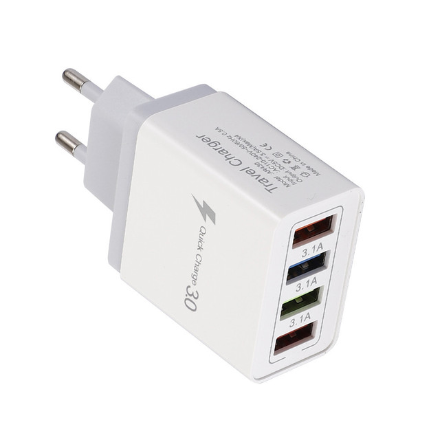 Adapter 4-USB Phone Charge 3.1A Wall Charger Universal Travel Adapter for Mobile Phone Tablet Home Security