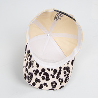 Gorra de Béisbol Personalizada de Dos Tonos con Estampado de Leopardo, Logotipo Bordado, Color a Juego, Ajustable con Cierre a Presión, Estilo Casual y Deportivo