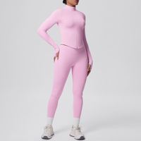 Setelan Jaket dan Legging Yoga Wanita Berkualitas Tinggi, Lembut Seperti Mentega, Populer, Lengan Panjang, untuk Olahraga dan Fitness