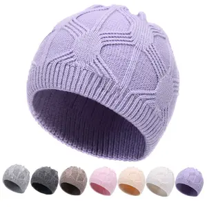 Custom Angora Topi Rajut Bayi Baru Topi Rajut Bulu Rakun Asli Pom Pom Bulu Dapat Dilepas Beanie Knit Bayi Perempuan/Laki-laki Topi Musim Dingin