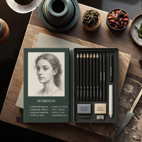 Kit de Dessin de Portrait Premium Personnalisable Professionnel avec Fusains, Crayons Graphite, Gommes et Estompes