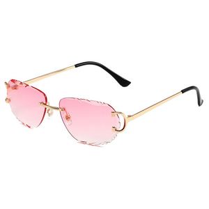 Lunettes de soleil rétro 2025 pour femme avec logo personnalisé, sans monture, dégradées, protection UV400, branches métalliques, verres à découpe irrégulière - Product Image 4