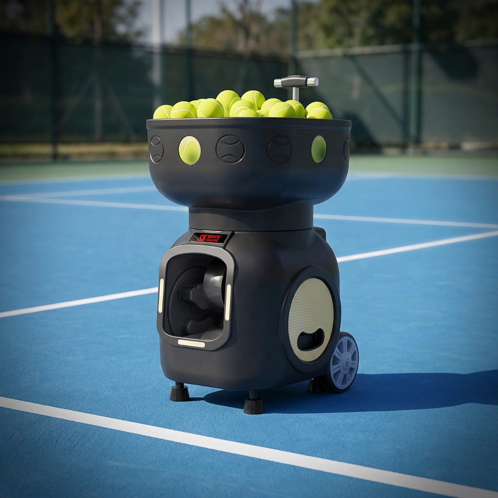 SIBOASI SS-T7 Professional Portable Tennis Ball Machine Metal Remote Ball Thrower 120 Balls Capacity 50-100 km/h Speed Outdoor