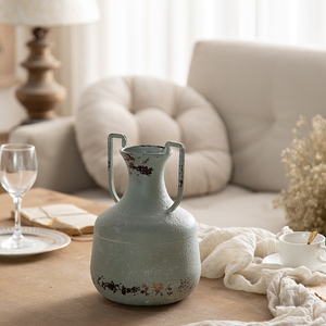 2025 New American Đất Nước Cổ Điển Bầu Trời Màu Xanh Kim Loại Bình Chất Lượng Cao Hoa Trang Trí Sắp Xếp Cho Đám Cưới Lối vào Bình - Product Image 6