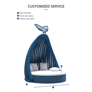 <b>Rattan</b> Waterproof Modern Luxury Style Pool Patio Round Outdoor Daybed with Canopy - Product Image 5