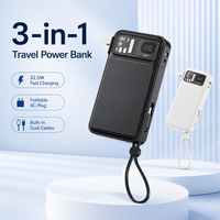 Batterie externe avec prise murale pliable et câbles intégrés 10000mAh 20000mAh USB C PD QC 22.5W Charge rapide Chargeur de téléphone portable portable