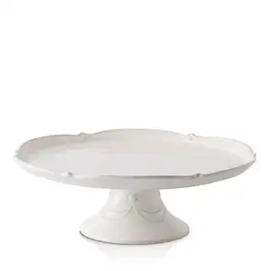 White ceramic cake stand fluted decorative caked plates with scalloped edge