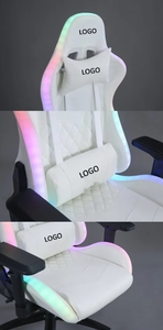 Chaise de jeu pliable RGB à LED, réglable, confortable, avec rembourrage épais en éponge, dossier haut et appui-tête convertible - Product Image 6