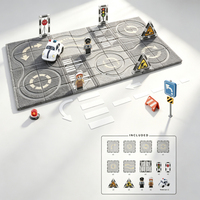 AJB 17 pièces Blocs de construction magnétiques DIY pour circuit de circulation urbaine, jouet éducatif de puzzle avec véhicule électrique STEM
