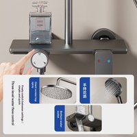 Ensemble de douche thermostatique à quatre fonctions CE ROHS, en aluminium, mural, avec jet de pluie, jet doux et jet massant, barre coulissante, pour hôtel et villa