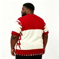 Sweat-shirt personnalisable pour homme, tricot respirant, t-shirts pour homme, ourlet à franges, logo rouge et blanc, sweat-shirt en tricot jacquard