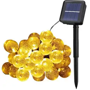 Açık 50 LEDs kırık cam küre güneş dize işıklar su geçirmez noel festivali dekorasyon parti ışıkları