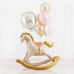 Ballons gonflables en forme d'animaux chevaux à bascule, ballons en aluminium pour décoration de fête prénatale, impression 3D, décoration de fête - Product Image 3