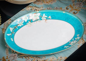 Juego de Vajilla de Porcelana Europea de 60 Piezas con Juego de Tazas, Diseño de <span class=keywords><strong>Palacio</strong></span> <span class=keywords><strong>Chino</strong></span> con Patrón Escénico, Minimalista, para Uso en Hoteles - Product Image 4
