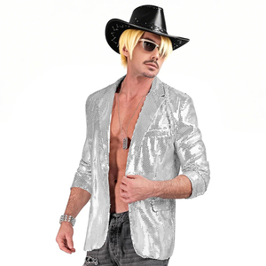 Costume <span class=keywords><strong>de</strong></span> Soirée Scintillant à Paillettes pour Homme avec Cravate, Tenue <span class=keywords><strong>de</strong></span> Scène Grande Taille pour Fêtes et Spectacles - Product Image 5