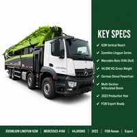 Pompe à béton diesel Mercedes Benz Zoomlion Lingyun 62m d'occasion 2022 44T, Pompe à béton diesel Zoomlion Benz 62m d'occasion export Chine