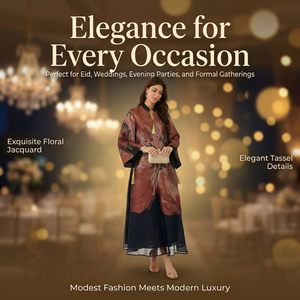 Robe longue de créateur jacquard pour femme, tenue modeste à manches cloche et pompons, fourniture directe usine - Product Image 5